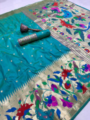 Soft Silk Big Border Peacock Bel Paithani Saree