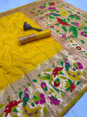 Soft Silk Big Border Peacock Bel Paithani Saree