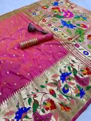 Soft Silk Big Border Peacock Bel Paithani Saree