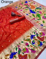 Soft Silk Big Border Peacock Bel Paithani Saree