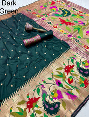 Soft Silk Big Border Peacock Bel Paithani Saree