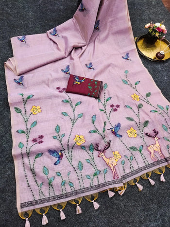 Muga Cotton Floral Bird Weaving Saree