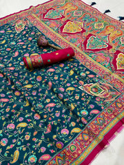 Soft Gaji Silk Kashmiri Kalamkari Pashmina Saree