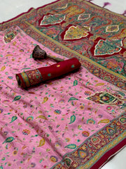Soft Gaji Silk Kashmiri Kalamkari Pashmina Saree