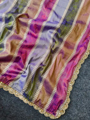 Pure Soft Silk Rainbow Saree