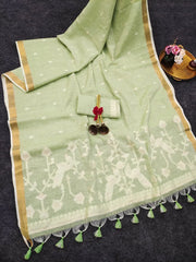 Soft Jute Linen Jamdani Saree
