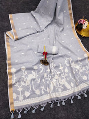 Soft Jute Linen Jamdani Saree