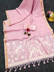 Soft Jute Linen Jamdani Saree