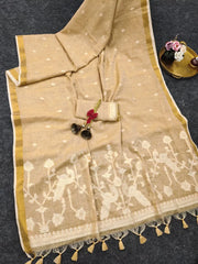 Soft Jute Linen Jamdani Saree