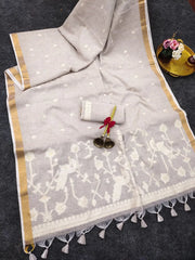 Soft Jute Linen Jamdani Saree