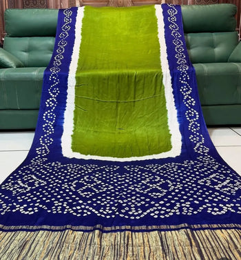 Ek Dani Bandhani Pure Lagadi Patta Gaji Silk Saree
