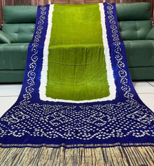 Ek Dani Bandhani Pure Lagadi Patta Gaji Silk Saree
