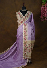 Premium Tussar Silk Hand Painted Print Saree