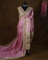 Premium Tussar Silk Hand Painted Print Saree
