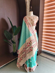 Premium Tussar Silk Hand Painted Print Saree