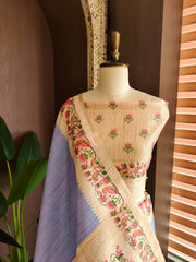 Premium Tussar Silk Hand Painted Print Saree