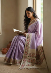 Premium Tussar Silk Hand Painted Print Saree