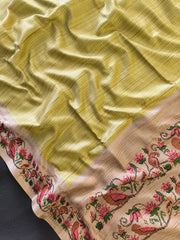 Premium Tussar Silk Hand Painted Print Saree