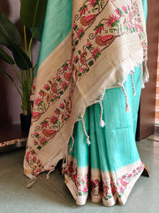 Premium Tussar Silk Hand Painted Print Saree