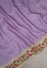 Premium Tussar Silk Hand Painted Print Saree