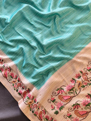 Premium Tussar Silk Hand Painted Print Saree
