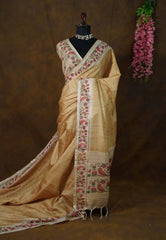 Premium Tussar Silk Hand Painted Print Saree