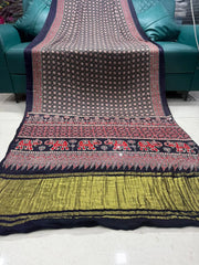 Original Mirror Hand Work Ajrakh Saree