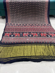 Original Mirror Hand Work Ajrakh Saree
