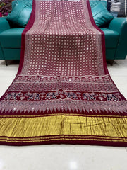 Original Mirror Hand Work Ajrakh Saree