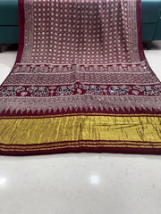 Original Mirror Hand Work Ajrakh Saree