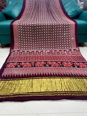 Original Mirror Hand Work Ajrakh Saree