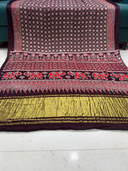 Original Mirror Hand Work Ajrakh Saree