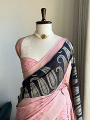 Pure Crepe Georgette 3 Ply Zari Hand Chaap Saree
