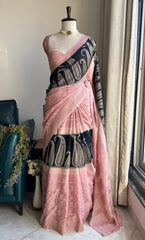 Pure Crepe Georgette 3 Ply Zari Hand Chaap Saree