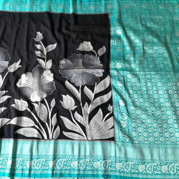 Pure Crepe Georgette Silver Weaves Saree