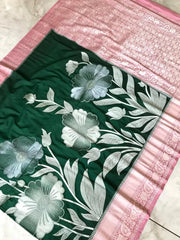 Pure Crepe Georgette Silver Weaves Saree