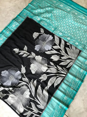 Pure Crepe Georgette Silver Weaves Saree