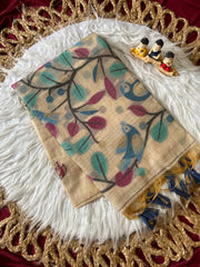 Muga Coton Resham Weaving Birds Design Saree