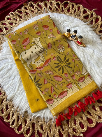 Soft Muga Cotton Pichwai Saree