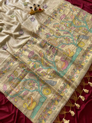 Soft Muga Cotton Swan Paithani Saree