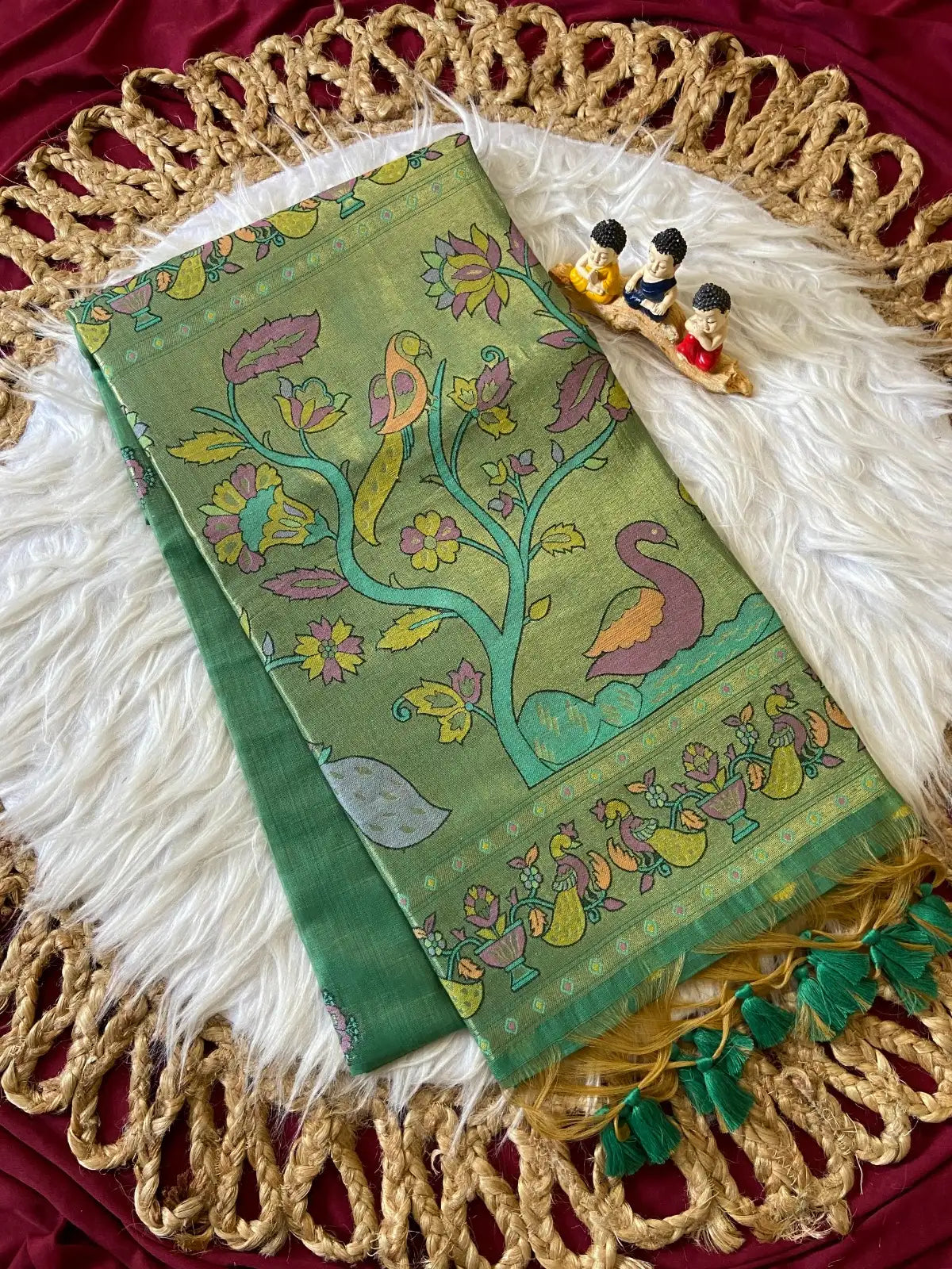 Soft Muga Cotton Swan Paithani Saree