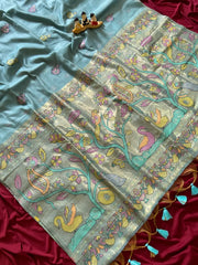 Soft Muga Cotton Swan Paithani Saree