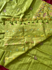 Soft Muga Cotton Swan Paithani Saree