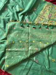 Soft Muga Cotton Swan Paithani Saree