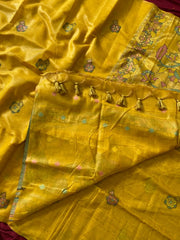 Soft Muga Cotton Swan Paithani Saree