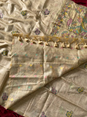 Soft Muga Cotton Swan Paithani Saree