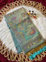 Soft Muga Cotton Swan Paithani Saree