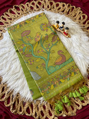 Soft Muga Cotton Swan Paithani Saree