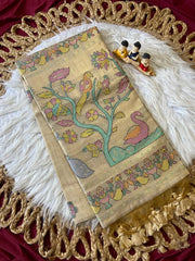 Soft Muga Cotton Swan Paithani Saree