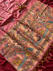 Soft Muga Cotton Swan Paithani Saree